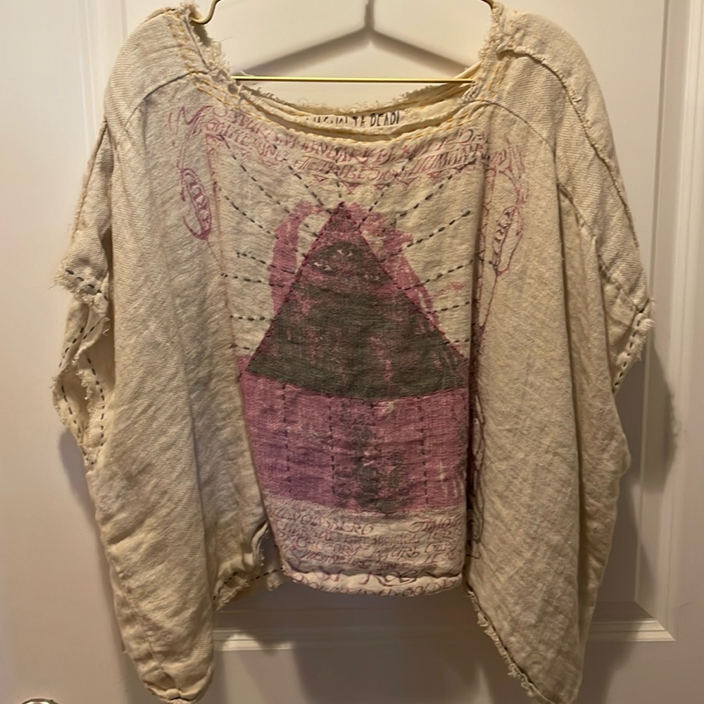 Magnolia Pearl Cropped Linen Poncho